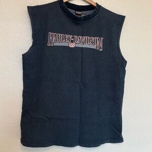 Vintage HARLEY DAVIDSON Black Sleeveless Jersey Knit Tank Top Las Vegas Size XL